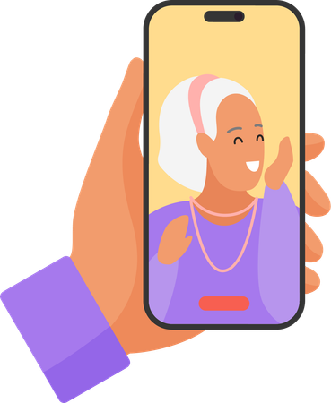 Video Call To Grandmother  Illustration