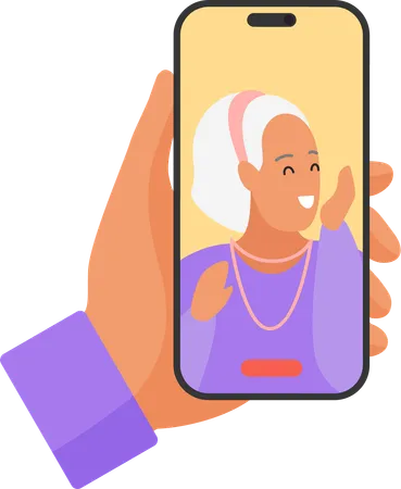 Video Call To Grandmother  Illustration