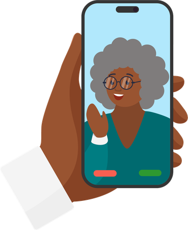 Video Call To Grandparent  Illustration