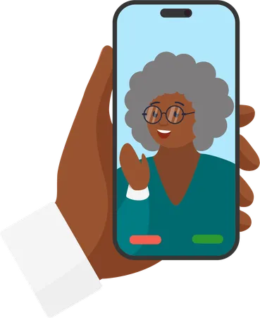 Video Call To Grandparent  Illustration