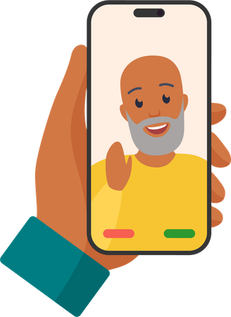 Video Call With Grandfather  Illustration