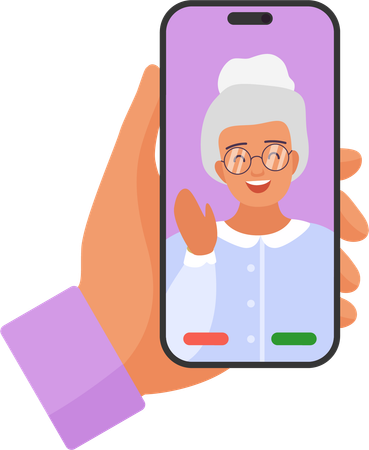 Video Call With Grandma  Illustration