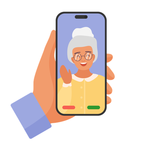 Video Call With Grandma  Illustration