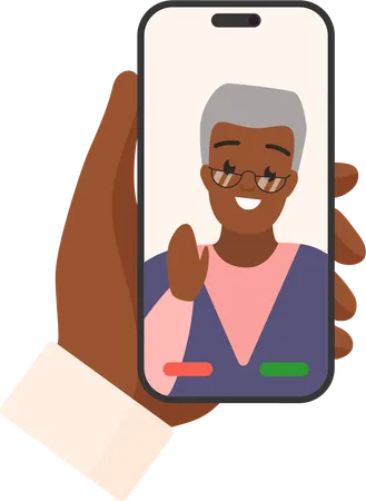 Video Call With Grandpa  Illustration