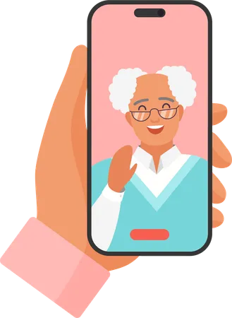 Video Call With Grandpa  Illustration