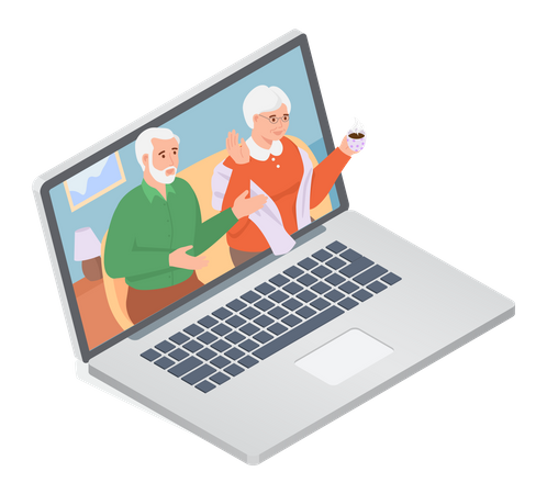 Video call with parents Illustration