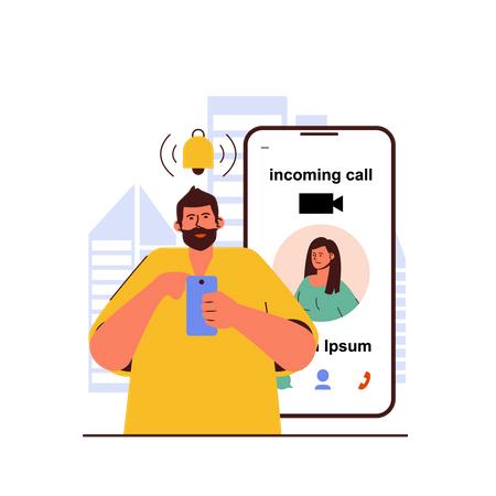 Video calling on mobile Illustration