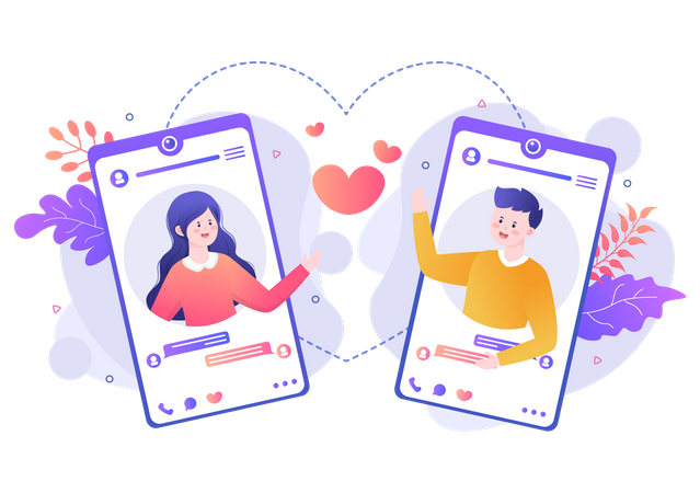 Video calling with loved ones  Illustration