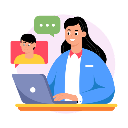 Video Chat With Friend  Illustration