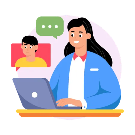 Video Chat With Friend  Illustration