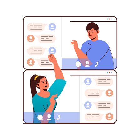 People Chatting in video call Illustration
