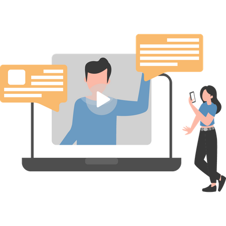 Video chatting on social apps  Illustration