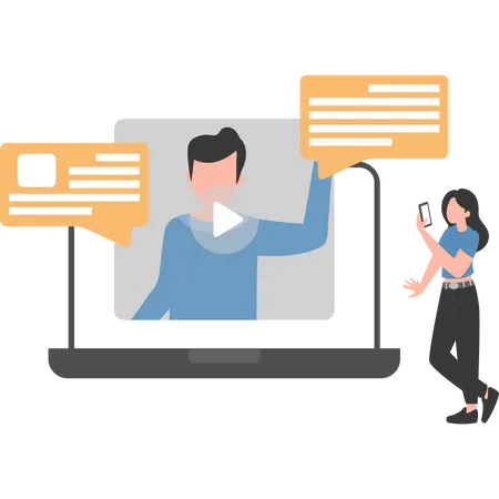 Video chatting on social apps  Illustration