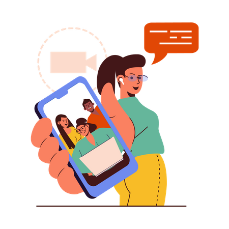Video Chatting with friends Illustration