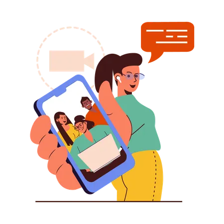 Video Chatting with friends  Illustration