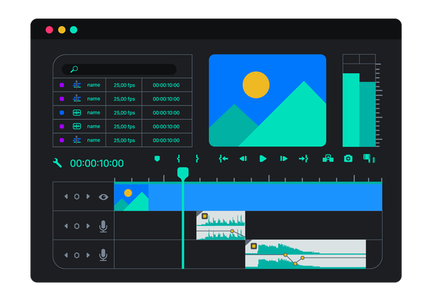 Video clip editing timeline  Illustration