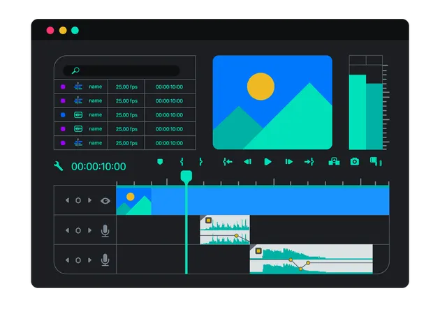 Video clip editing timeline  Illustration