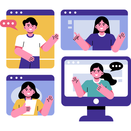 Video Conference Call  Illustration