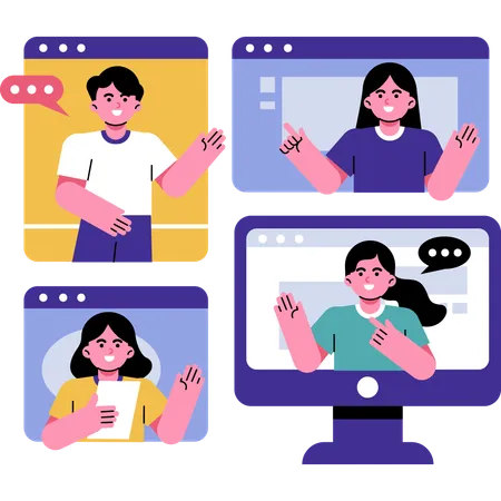 Video Conference Call  Illustration