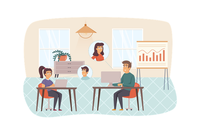 Video conference in office  Illustration