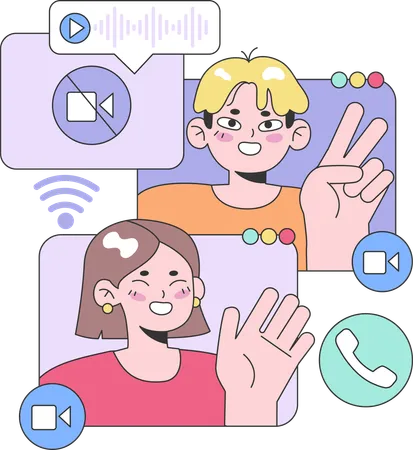 Video conference of employees  イラスト