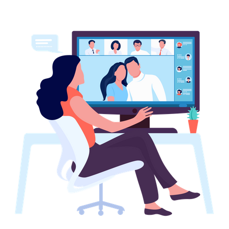 Videoconferencia en línea  Ilustración
