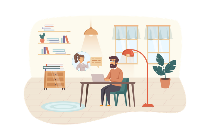 Video conferencing at home  Illustration