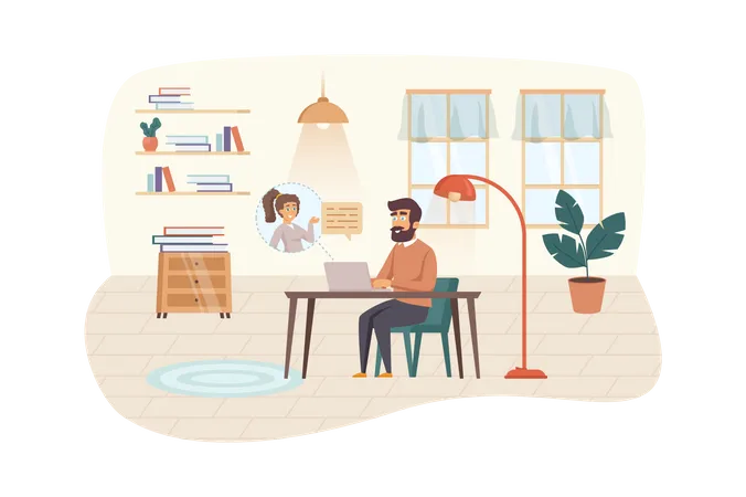 Video conferencing at home  Illustration