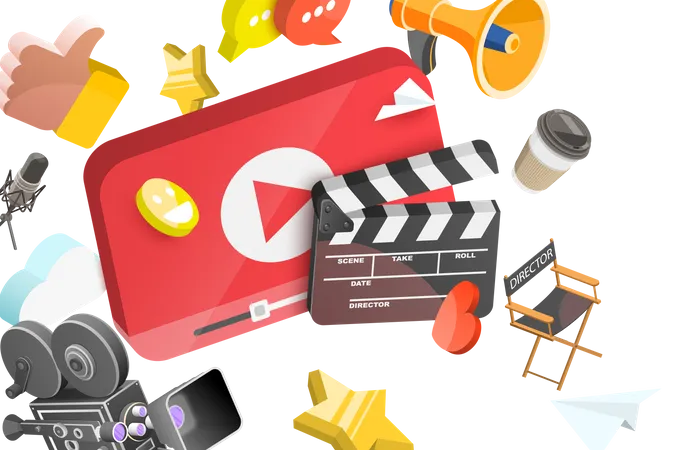 3 D Vector Conceptual Illustration Of Video Content Creating Digital Video Advertising And Media Marketing Illustration