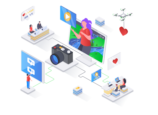 Video content production for social media  イラスト