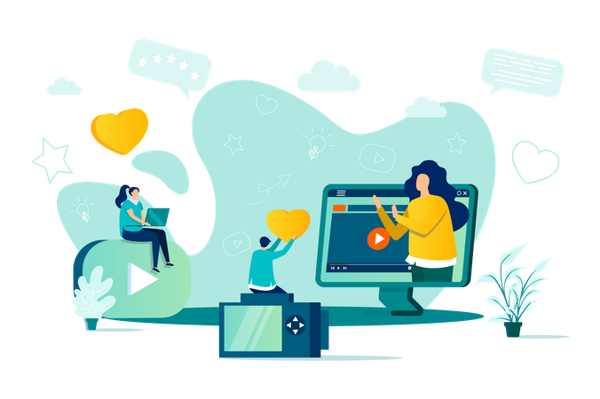 Video content production for social media  イラスト