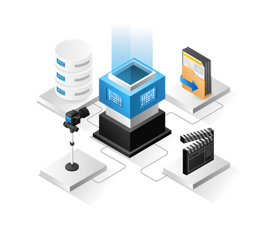 Video creator content database center  Illustration