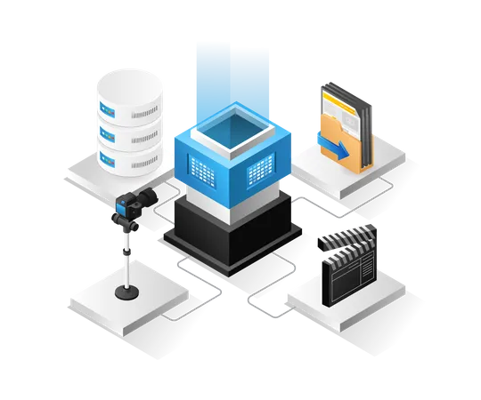 Video creator content database center  Illustration