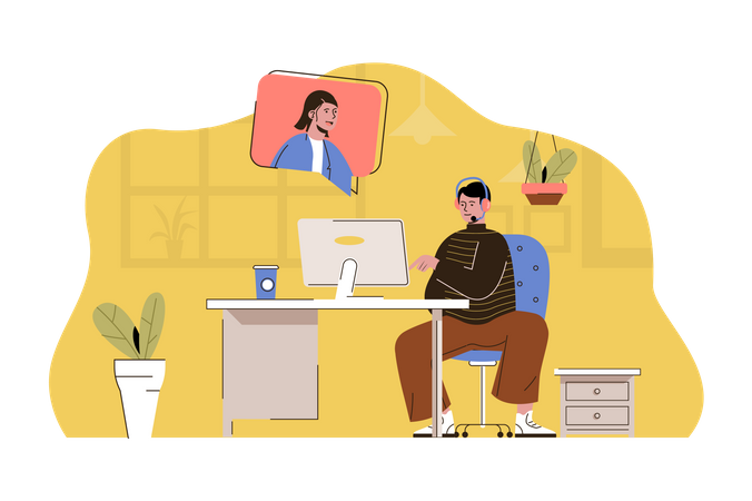 Video customer support  Illustration