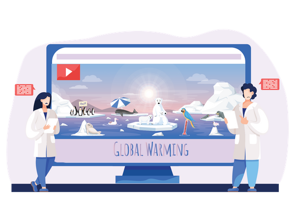 Vídeo de concientización sobre el calentamiento global.  Ilustración