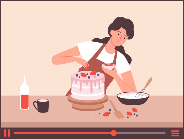 Vidéo de fabrication de gâteaux  Illustration