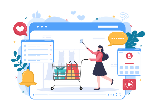 Vidéo d'enregistrement d'un blogueur de mode  Illustration