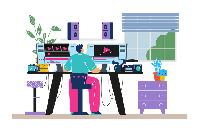 ムービーを作成するビデオエディター  イラスト