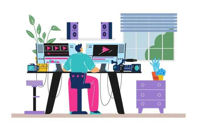 ムービーを作成するビデオエディター  イラスト