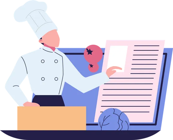 Vidéo éducative culinaire en ligne  Illustration