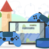 illustrations of play on console