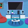 free video game room interior illustrations