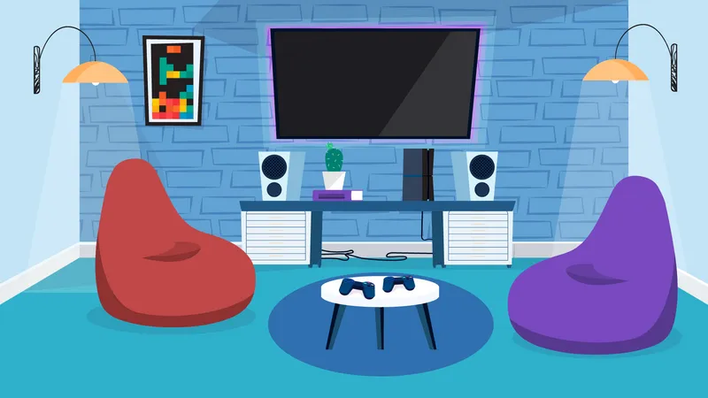 Video game room interior  Illustration