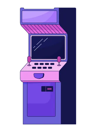 Video Gaming Machine Flat Line Color Isolated Vector Object Playing Arcade Editable Clip Art Image On White Background Simple Outline Cartoon Spot Illustration For Web Design イラスト