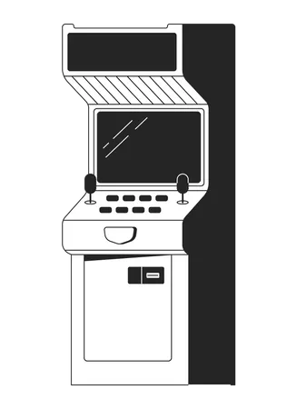 Video Gaming Machine Flat Monochrome Isolated Vector Object Playing Arcade Editable Black And White Line Art Drawing Simple Outline Spot Illustration For Web Graphic Design イラスト