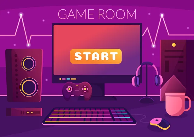 Video gaming room Illustration