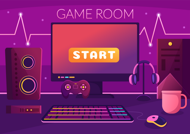 Video gaming room  Illustration