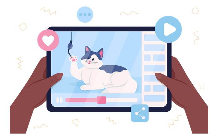 Vídeo divertido de gatos online  Ilustración