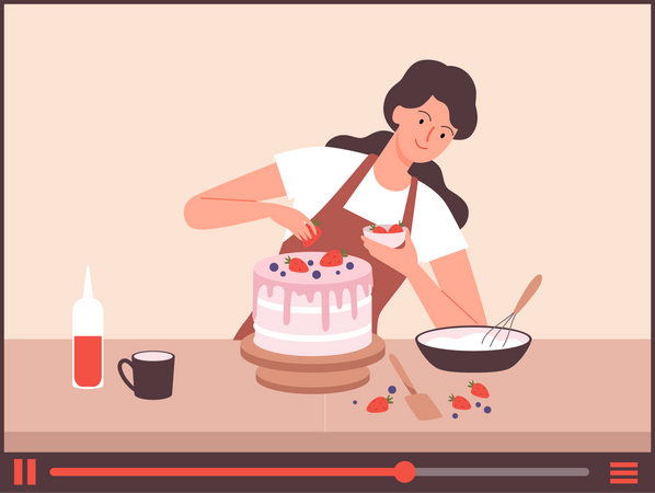 Vídeo de cómo hacer pasteles  Ilustración