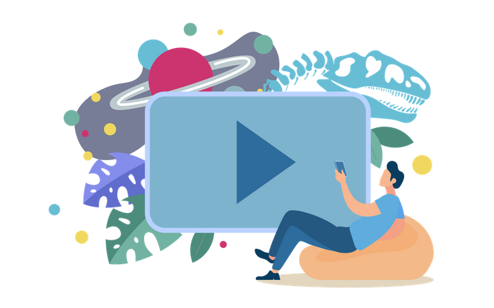 Video Hosting with Educational, Documentary Films, Distant Education with Video Lessons Illustration